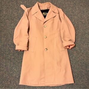 Vintage 70s Pink Fur Lined Overcoat Weathercaster 36